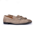 Mocassino Uomo in Camoscio Beige con Nappine