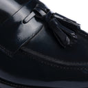 Mocassino Uomo in Vera Pelle Spazzolata Blu con Nappine