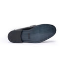 Mocassino Uomo in Vera Pelle Spazzolata Blu con Nappine