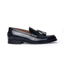 Mocassino Uomo in Vera Pelle Spazzolata Blu con Nappine
