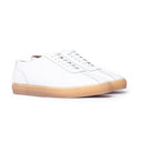 Sneakers Uomo in Vera Pelle Bianca con Suola Caramello