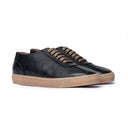 Sneakers Uomo in Vera Pelle Nera con Suola Caramello