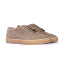 Sneakers Uomo in Camoscio Beige Chiaro con Suola Caramello